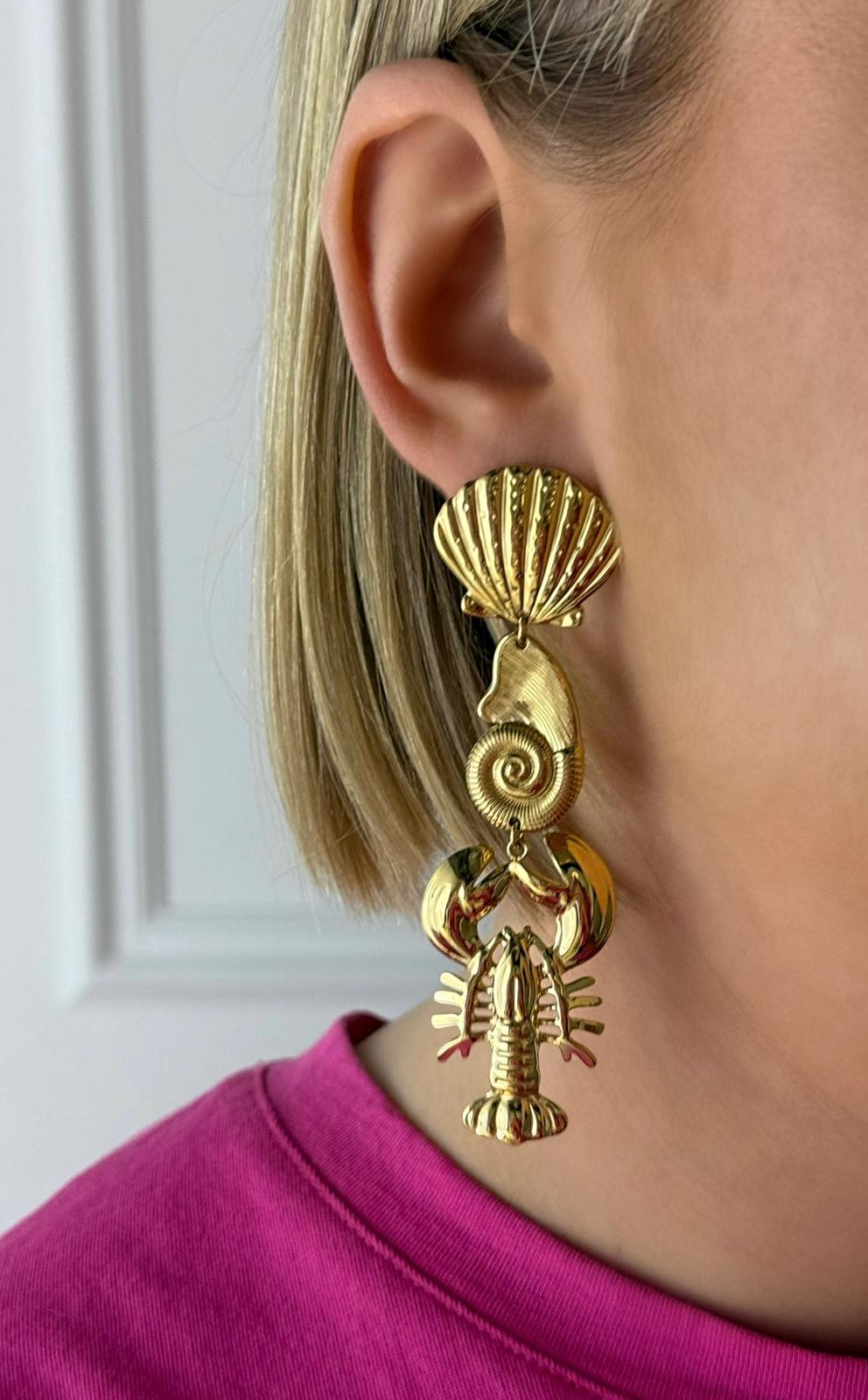 Boucles d’oreilles Crustacés en acier inoxydable