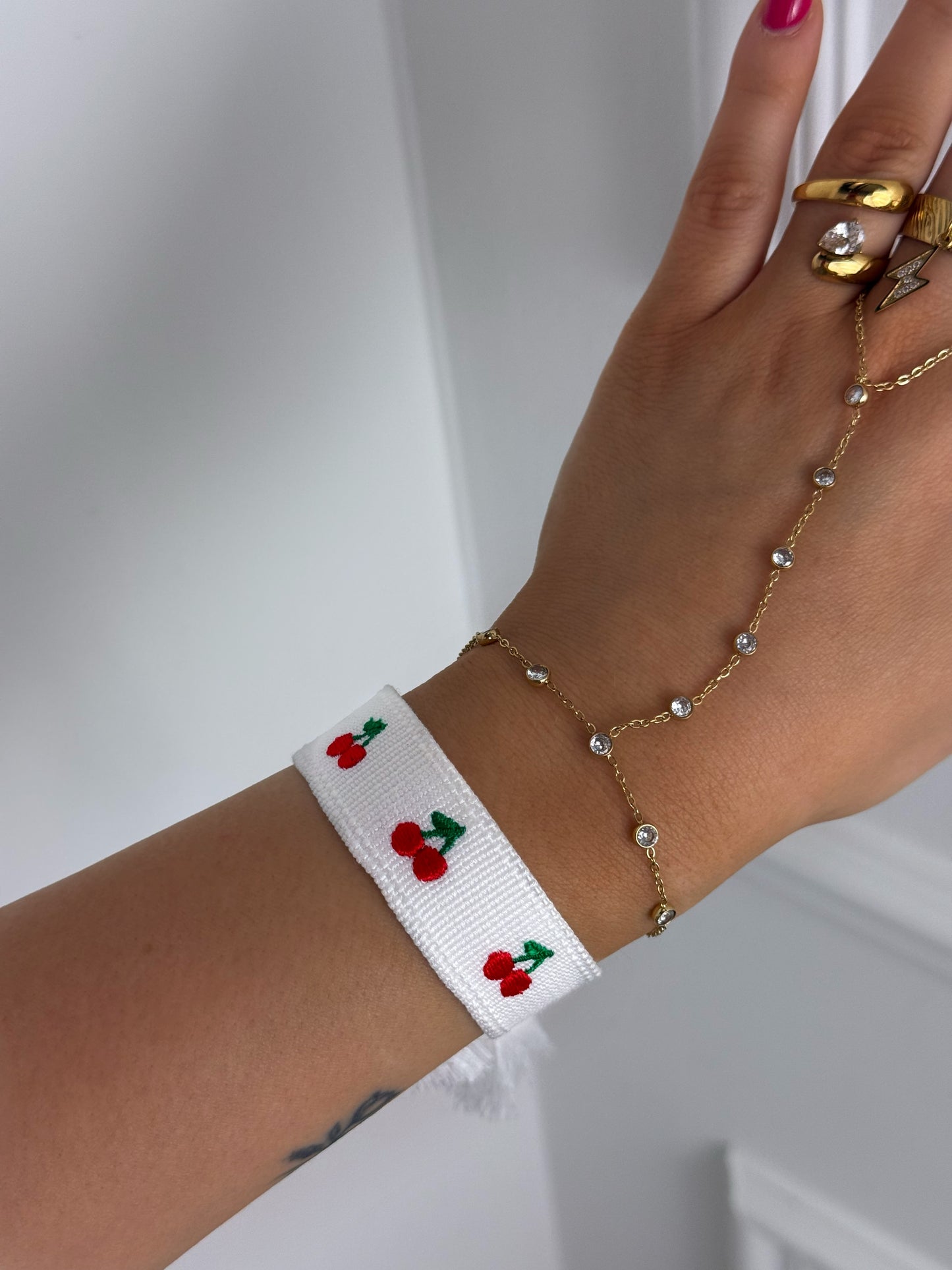 Bracelet tissu cerise