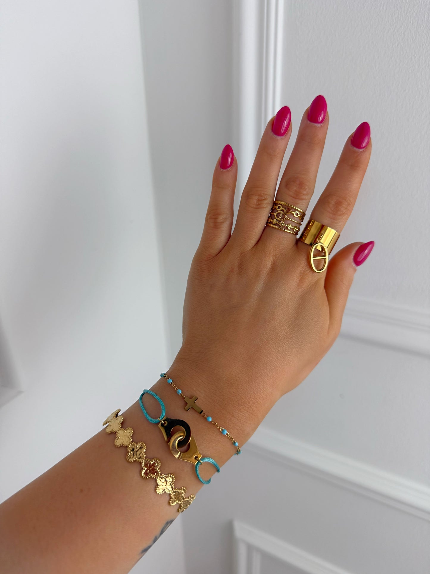 Bracelet menotte turquoise en acier inoxydable