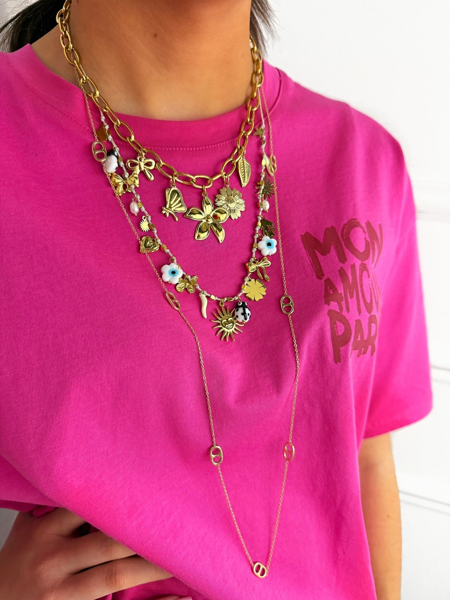 Collier Moon breloques en acier inoxydable Ma boutique