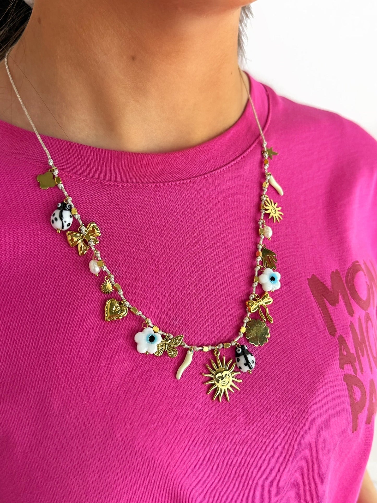 Collier Moon breloques en acier inoxydable Ma boutique