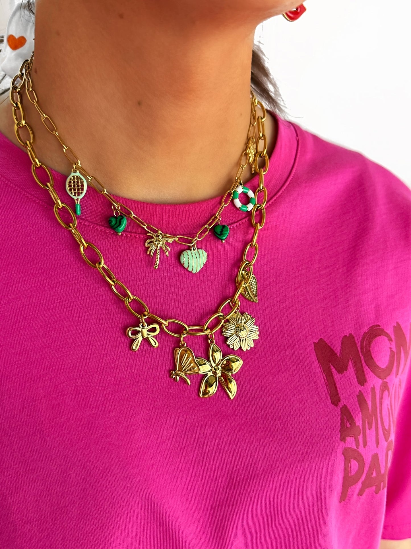 Collier breloques Sporvi vert en acier inoxydable