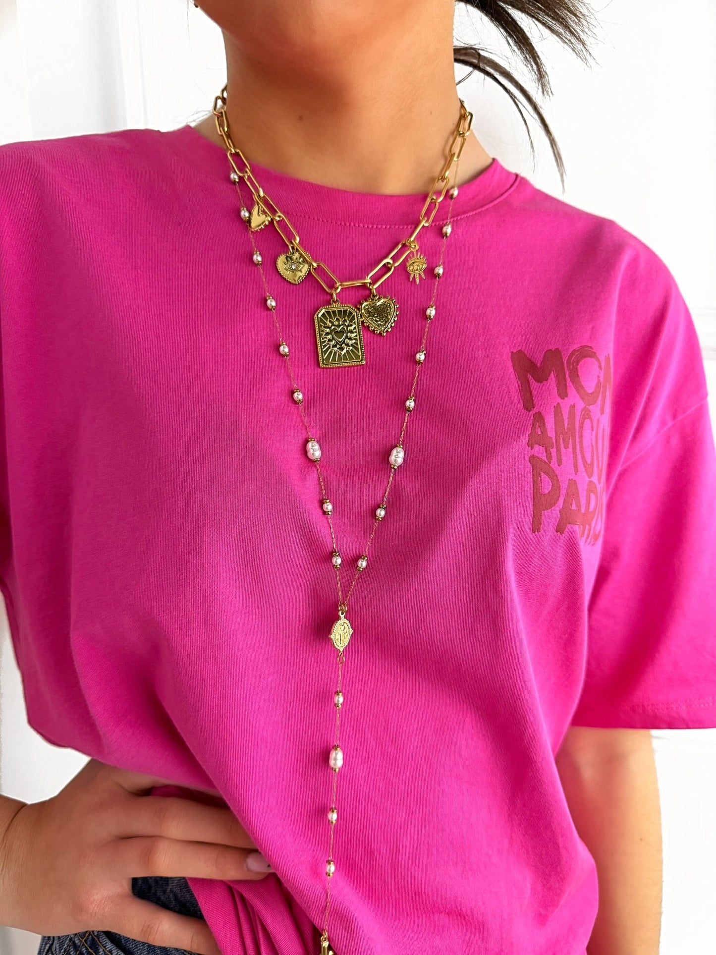 Collier Astra breloques en acier inoxydable Ma boutique