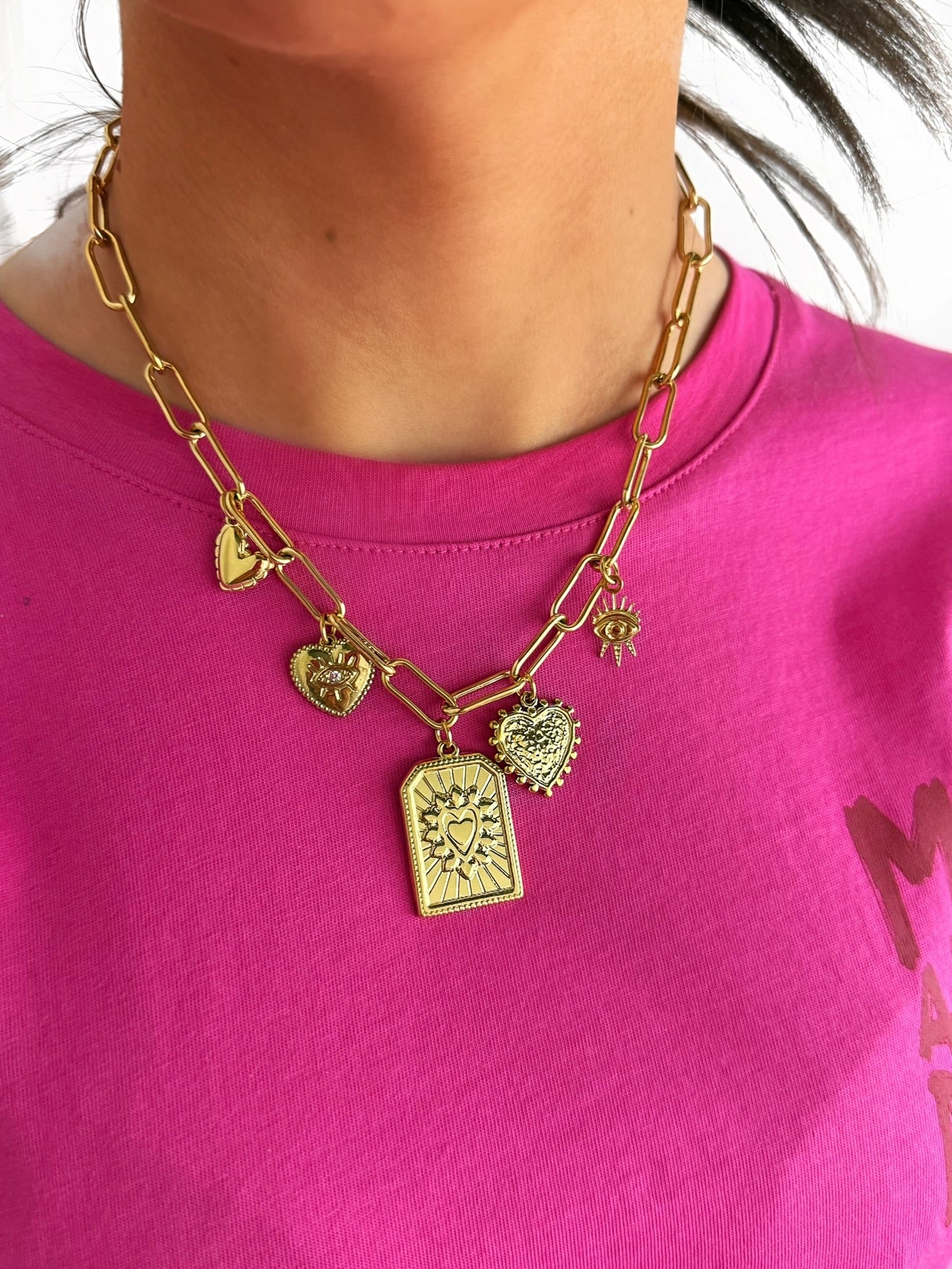 Collier Astra breloques en acier inoxydable Ma boutique