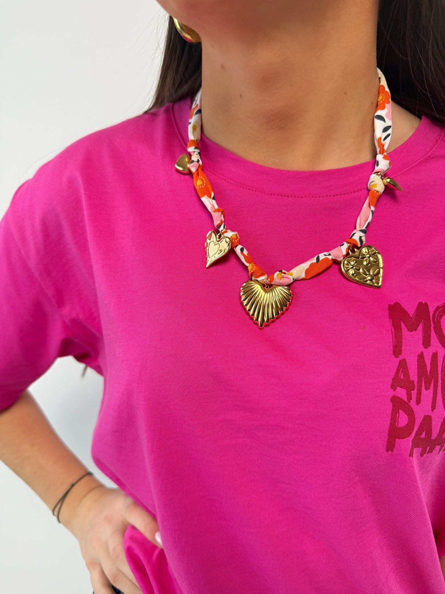 Collier breloques Orangecoeur en acier inoxydable