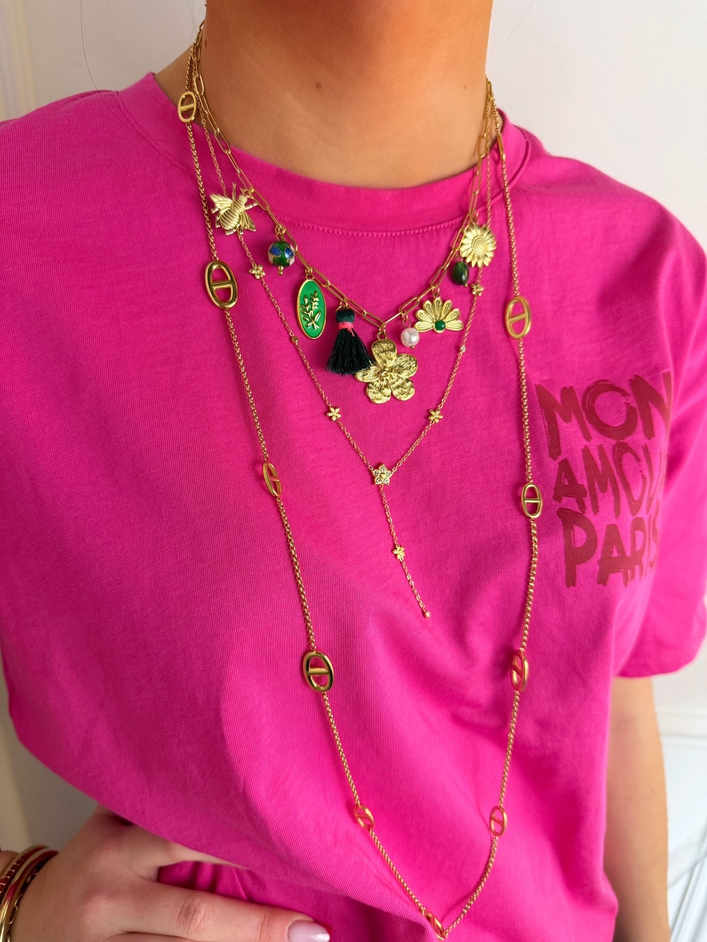 Collier breloques Edith en acier inoxydable