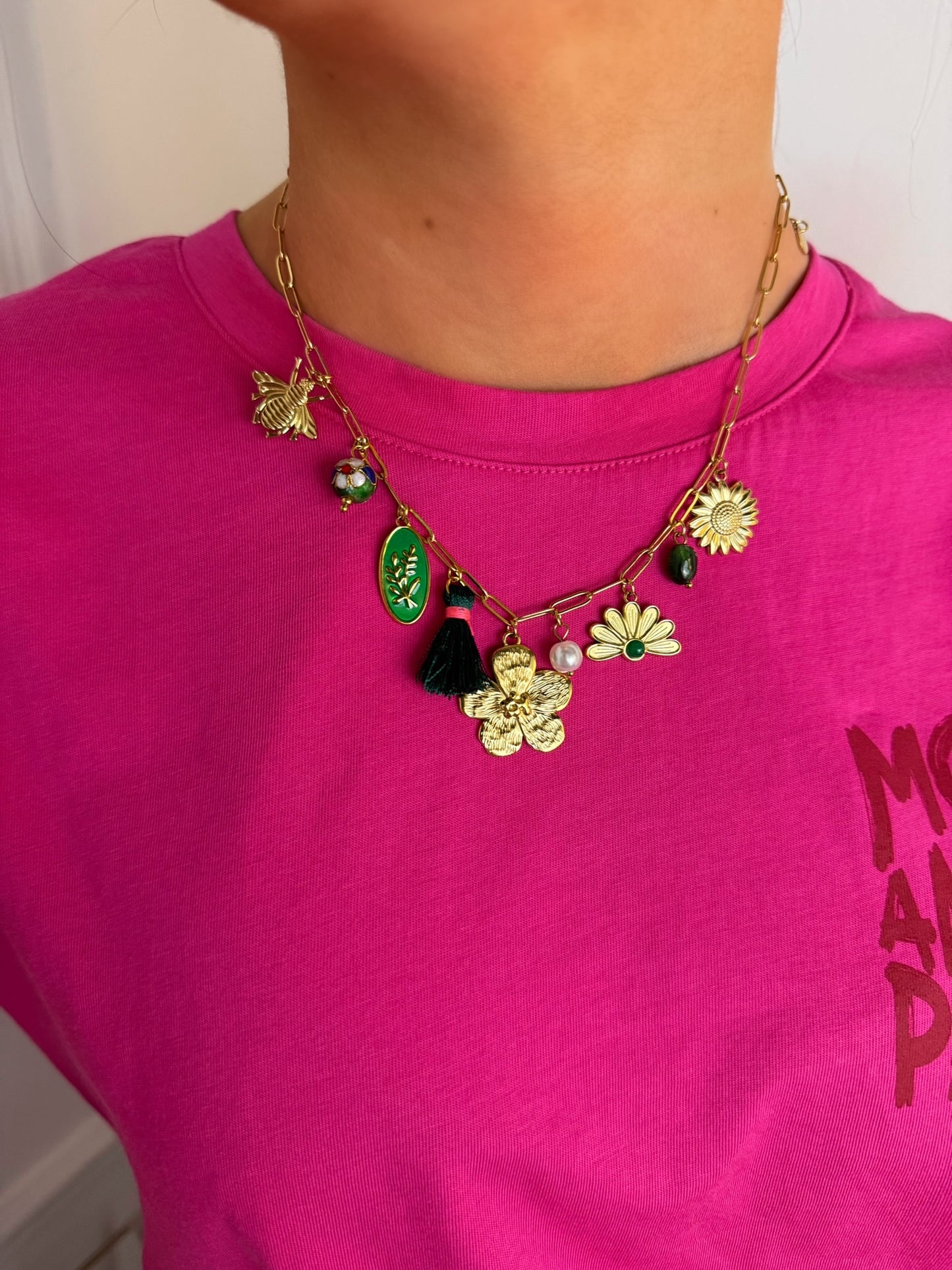 Collier breloques Edith en acier inoxydable
