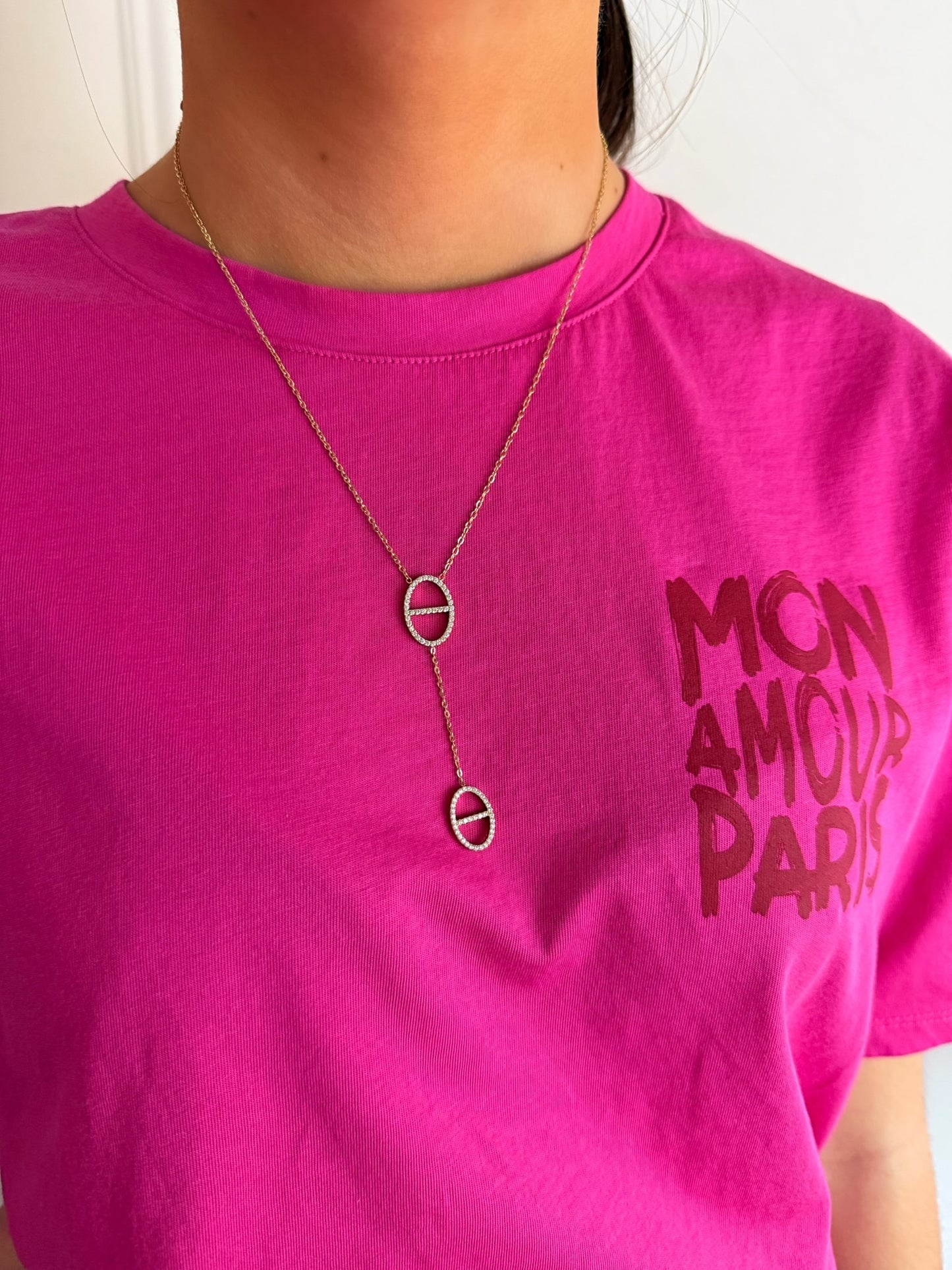 Collier en forme de Y Simone en acier inoxydable