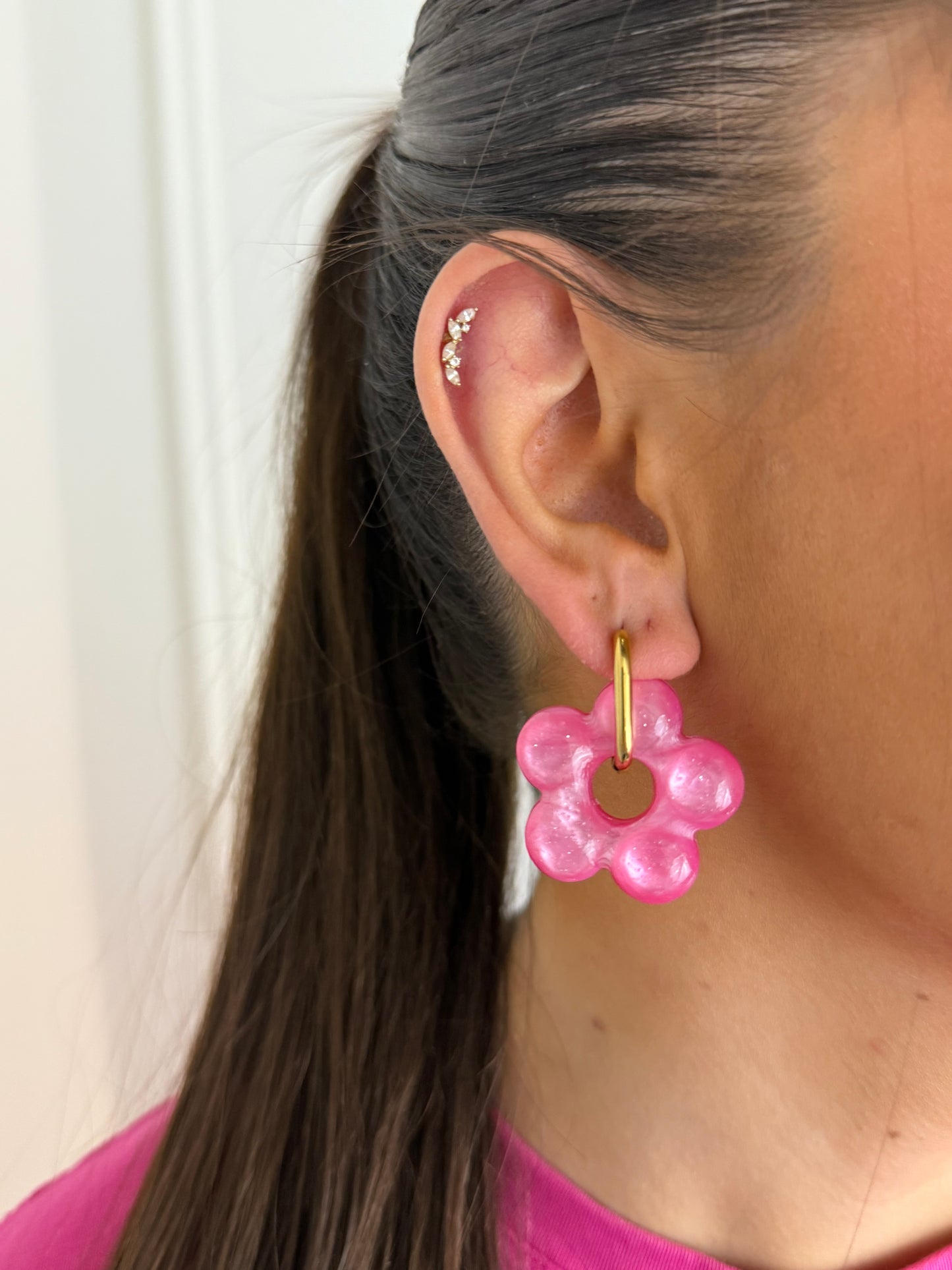 Boucles d’oreilles Rosa rose en acier inoxydable