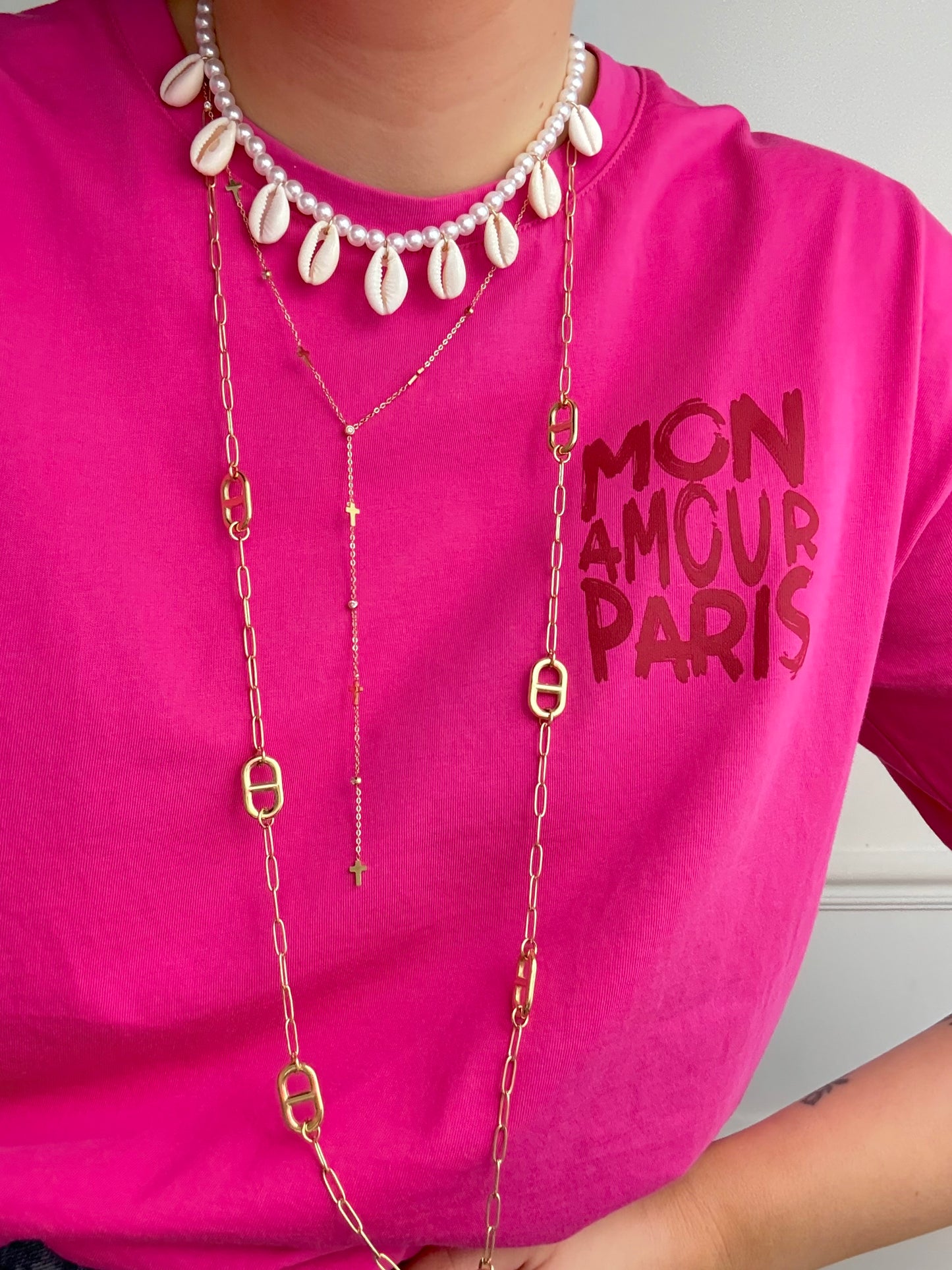 Collier Lali coquillages en acier inoxydable