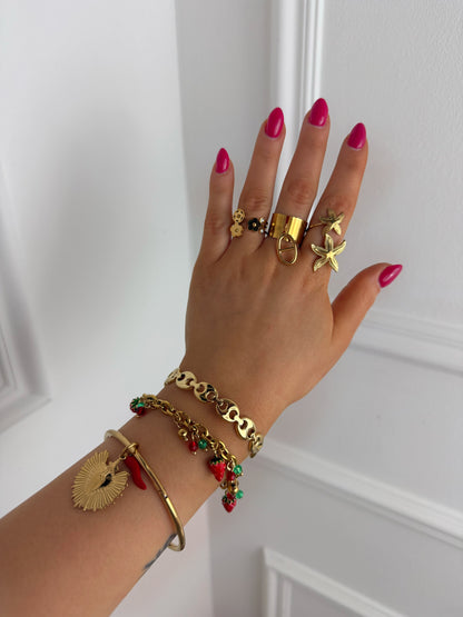 Bracelet breloques fraises en acier inoxydable