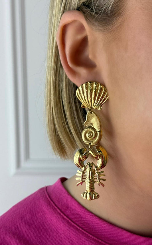 Boucles d’oreilles Crustacés en acier inoxydable
