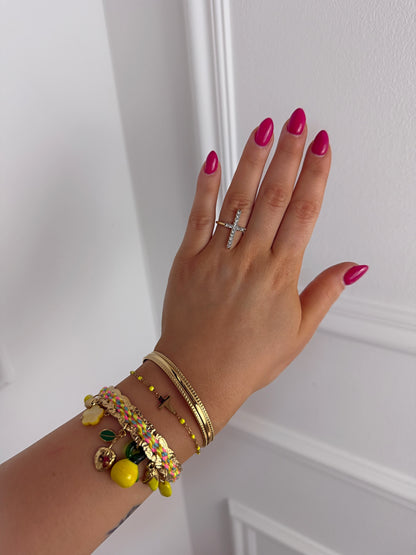 Bague Alicia croix en acier inoxydable