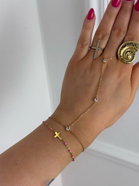 Bracelet croix rose en acier inoxydable