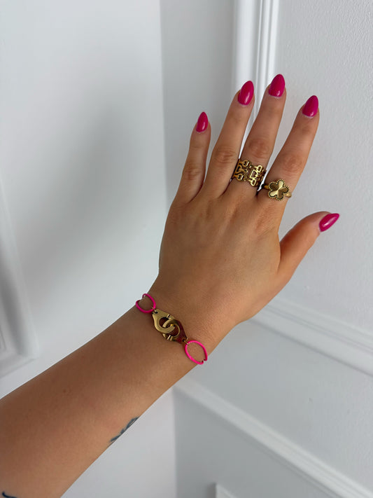 Bracelet menotte rose en acier inoxydable