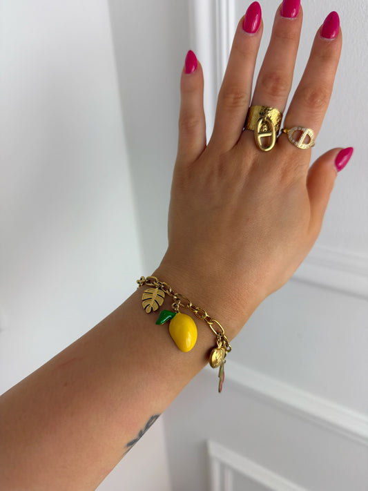 Bracelet breloques Fruits en acier inoxydable