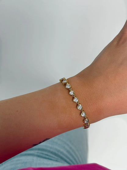 Bracelet Julia strass coeur en acier inoxydable Mère & Fille