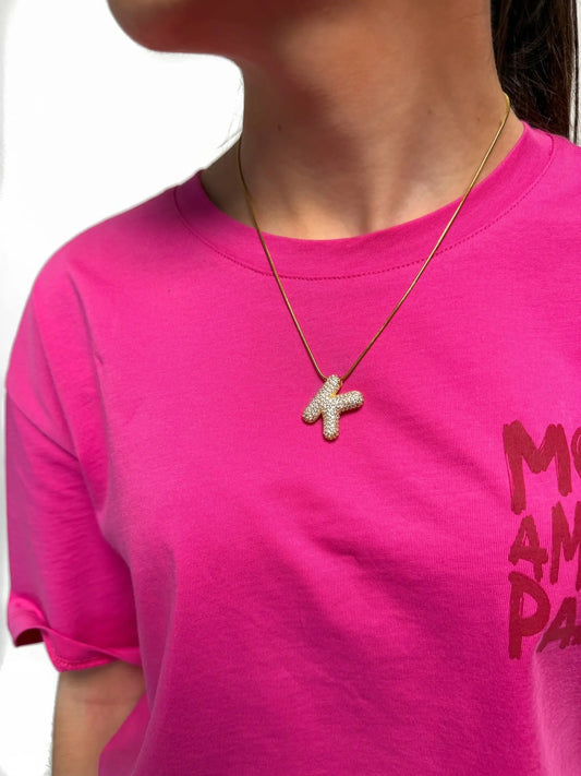 Collier initial K strass en acier inoxydable Mère & Fille