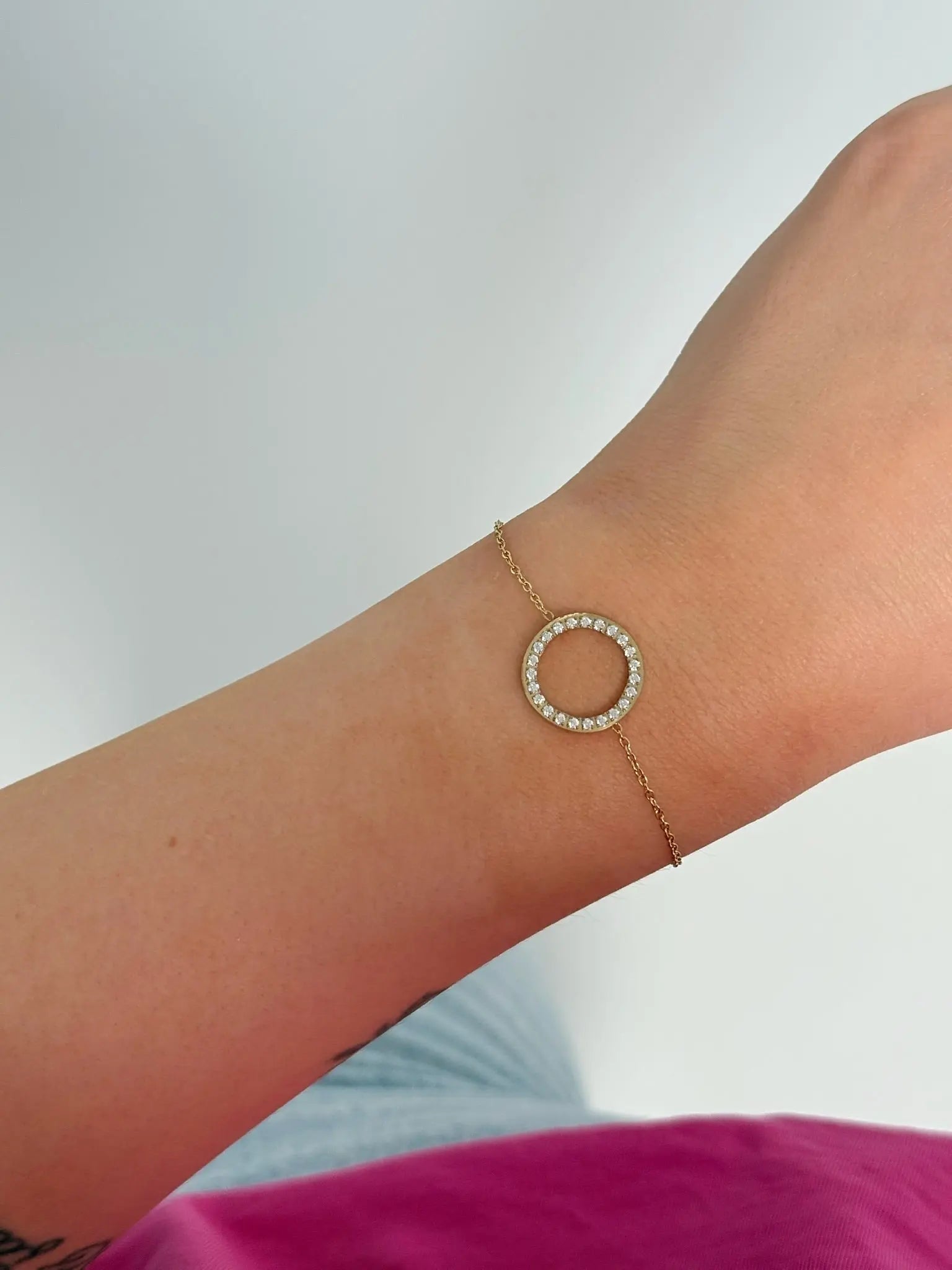 Bracelet Margaux rond strass en acier inoxydable Mère & Fille