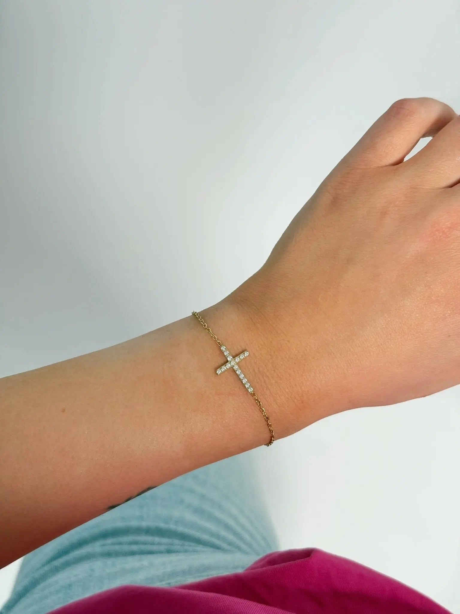 Bracelet croix Coline en acier inoxydable Mère & Fille