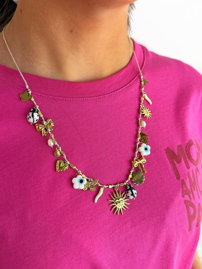 Collier Moon breloques en acier inoxydable Ma boutique