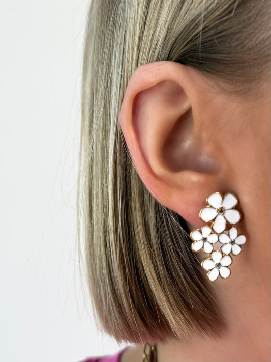 Boucles d’oreilles Linda blanche en acier inoxydable