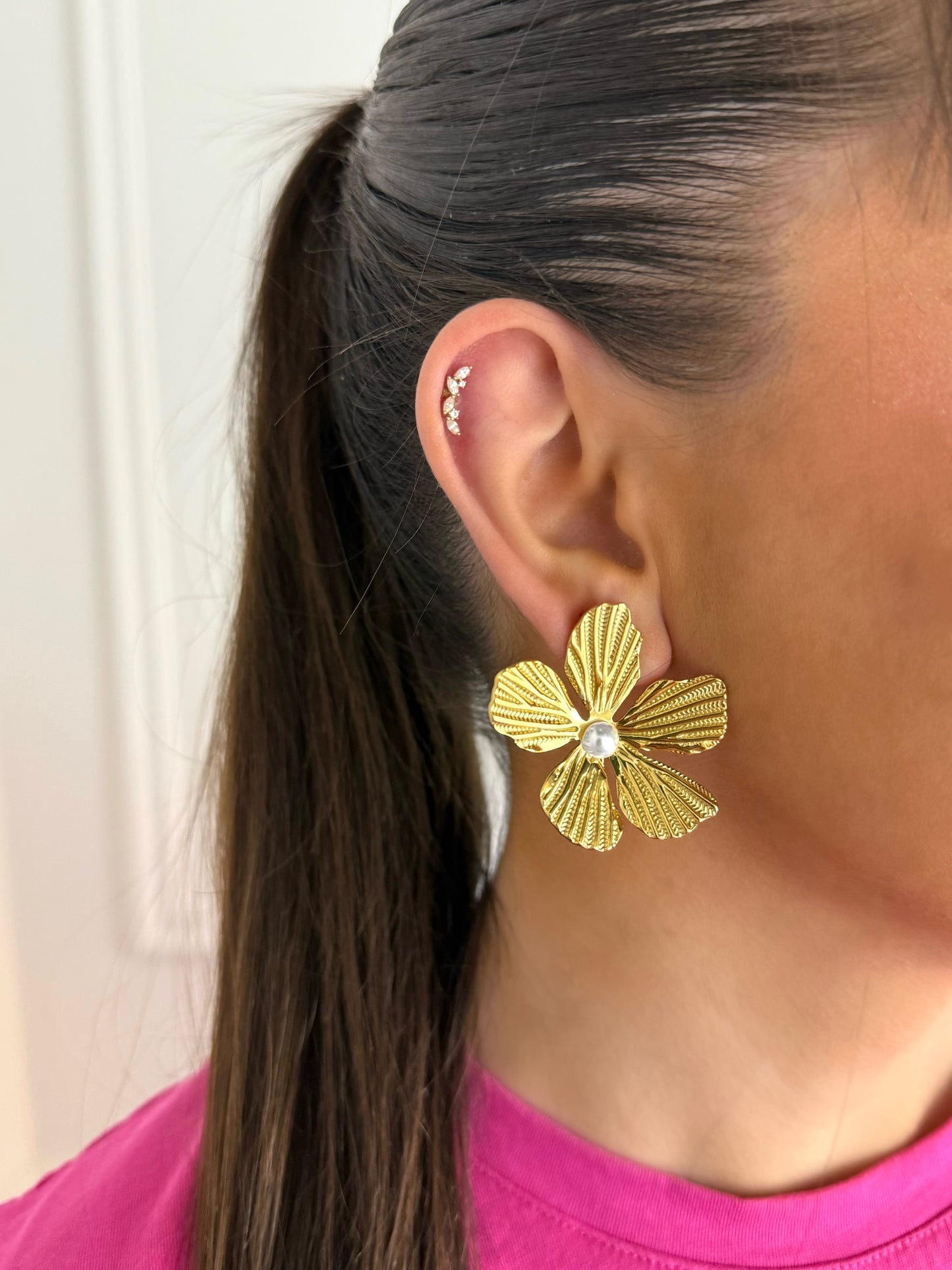 Boucles d’oreille Gloria fleur en acier inoxydable