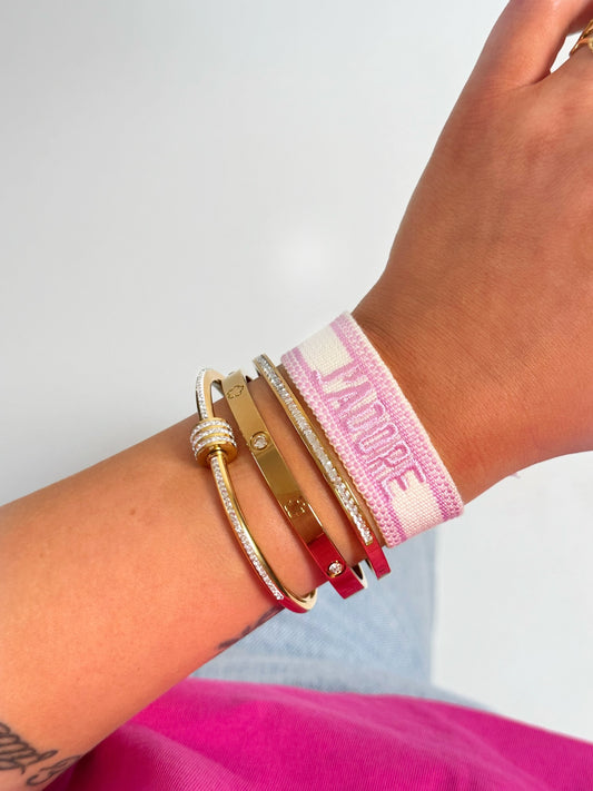 Bracelet tissu J'adore Rose
