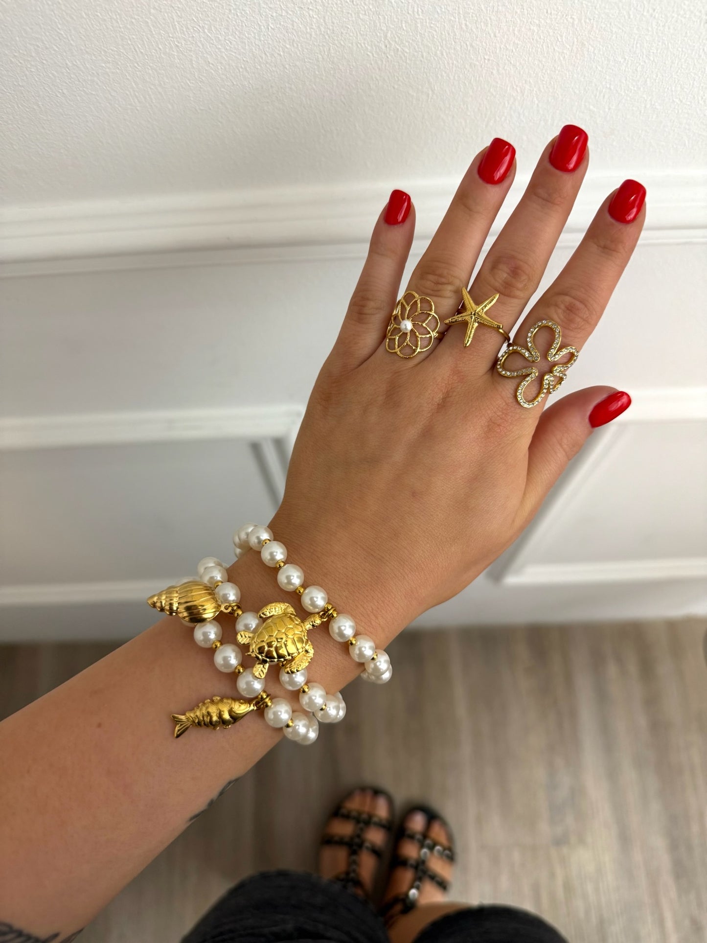 Trio de bracelets élastique Oana en acier inoxydable