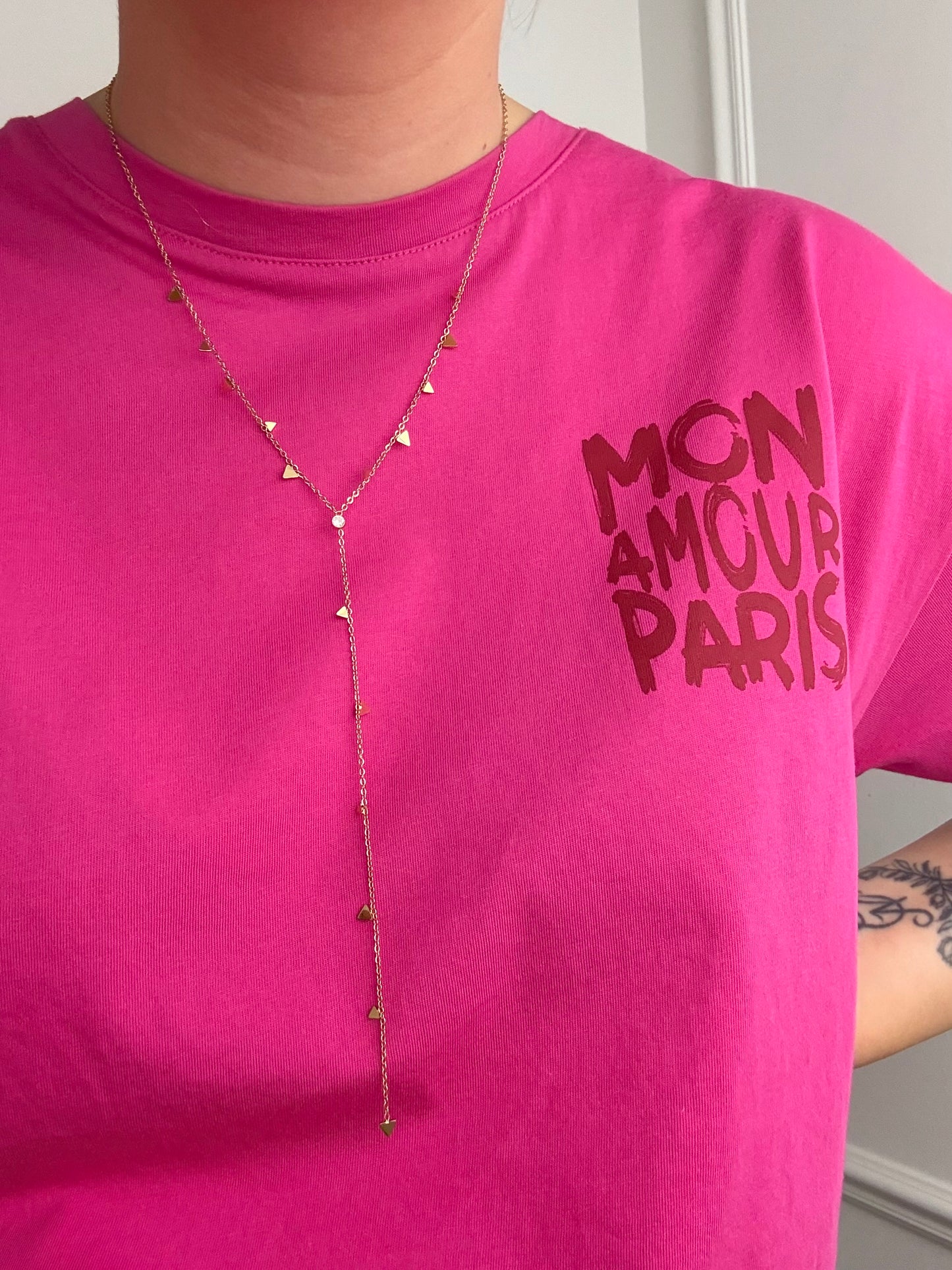 Collier Y pampilles en acier inoxydable