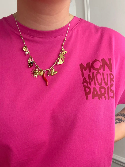 Collier breloques piment en acier inoxydable